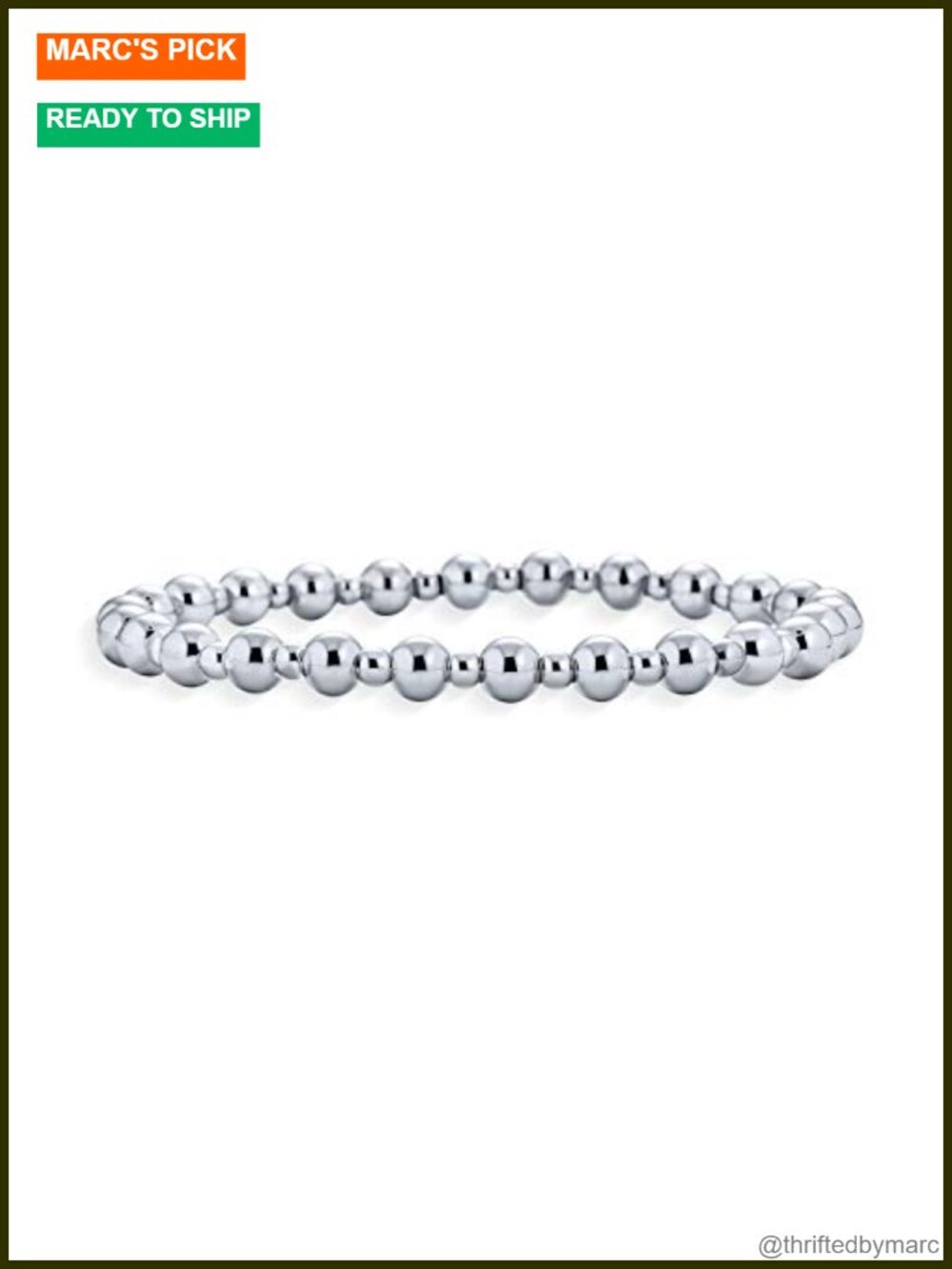 Sterling Silver Ball Bead Stretch Bracelet 3-5mm